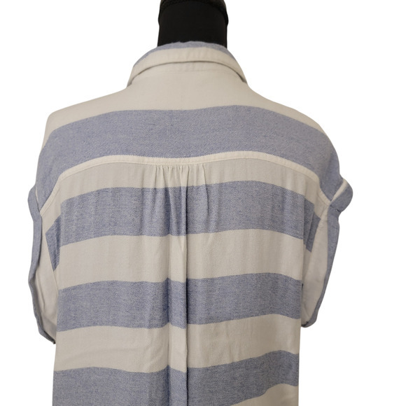 Rails Striped Button Collar Cap Sleeve Beachy Coastal Nautical Fisherman Blue - Picture 12 of 14